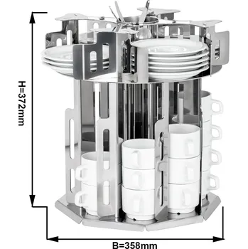 Vinotéka G.Gastro Rotating Saucer & Side Plate Dispenser – Silver - 56-piece capacity - Ø80/Ø150 mm saucers/plates