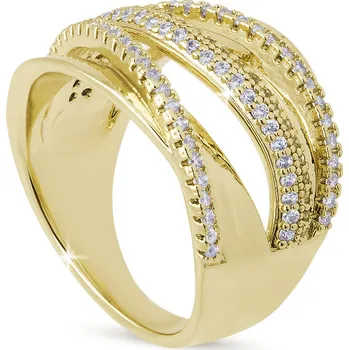 Prsten Pozlacený prstýnek s propletenými zirkony 0502 Velikost prstenu - obvod: 51 mm
