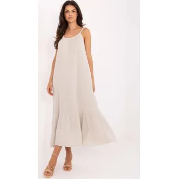 Dámské oblečení Světle béžové šaty se zavazováním na ramínka OCH BELLA