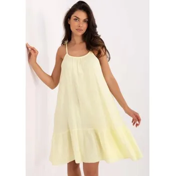 Dámské šaty Světle žluté mušelínové šaty bez ramínek OCH BELLA