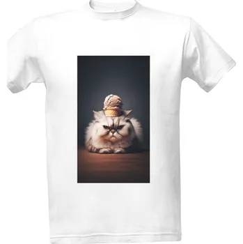 Pánská móda Tričko s potiskem Angry kitty with ice cream on its head 4 pánské