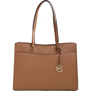 Hnědá kožená kabelka Michael Kors Jet Set tote lg pocket gold