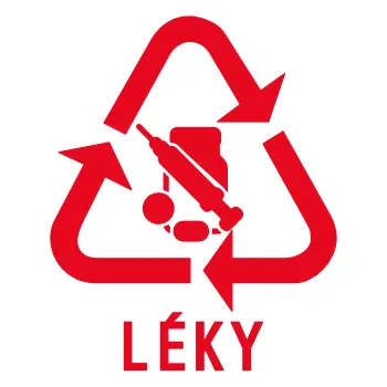 Speciální papír Označto Nálepka/štítek na odpadkové koše, RECYKLACE - Léky 10x12cm