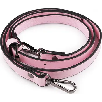Galanterie Koženkový popruh / ucho na kabelku s karabinami šíře 1,5 cm růžová sv. 1 ks
