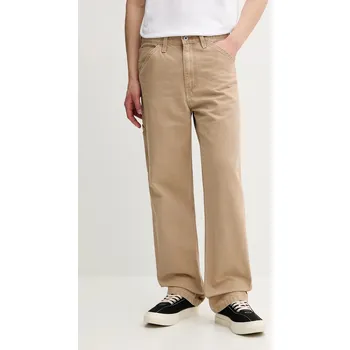 Bavlněné kalhoty Levi's 568 LOOSE STRT CARPENTER pánské, béžová barva, 55849.0067 80X, vel. 34/32