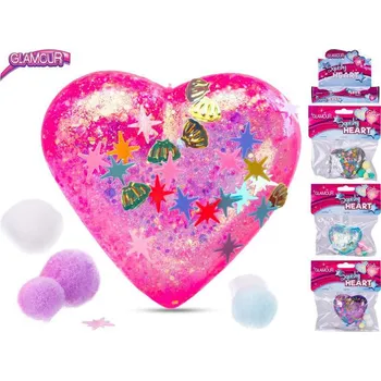 Panenka Mikro Trading Glamour srdce strečové 6 cm s flitry a doplňky