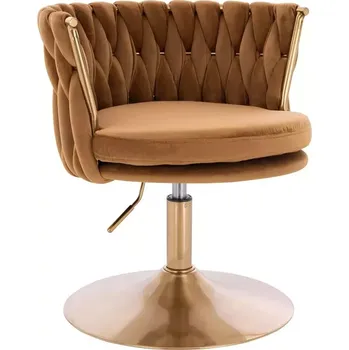 LuxuryForm DESIGN Kosmetická židle LYON VELUR na zlatém talíři - medová