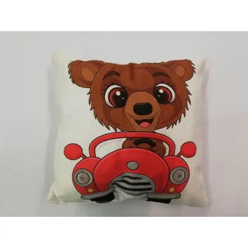 Nákupní taška Polštářek 20 x 20 cm - Medvídek v červeném autíčku