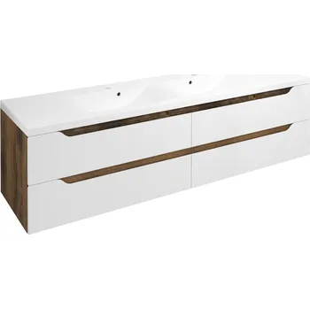 Koupelnový nábytek Sapho Wave Dvojumyvadlová skříňka 179,7x50x47,8cm, bílá/dub collingwood, WA180-3019