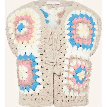 Dámská vesta Rich & Royal Dámská Háčkovaná Vesta S Třpytivou Přízí, bílá/tmavě žlutá/modrá, 5653971925, 34