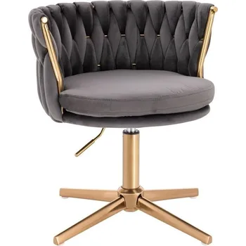 LuxuryForm DESIGN Kosmetická židle LYON VELUR na zlatém kříži - tmavě šedá