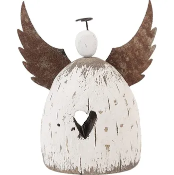 Vánoční dekorace Dekorace dřevěná figurka anděl se srdíčkem Angel Rustic L - 19*6*21 cm