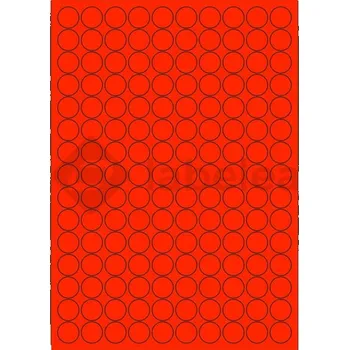Samolepící etiketa Labelea Samolepicí etikety kruh 18x18 mm signální barevné papírové, na archu A4, pro laserový tisk, Barva etiket Signální červená, Počet archů v balení 100 EPY999018SR150S