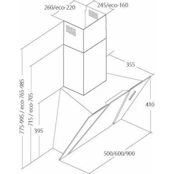 Digestoř Akpo WK-4 Cetias Eco 60 Komínový odsavač par Černá