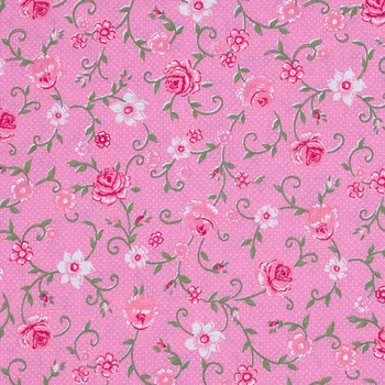 Bavlněné plátno růžové, růžovo-bílé kytky, š. 150