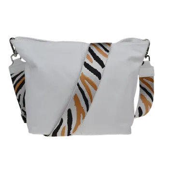 NovaKabelka.cz Kožená italská crossbody kabelka Prisca Bianca s přídavným popruhem V