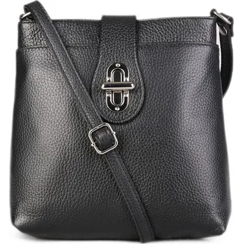 Kabelka ITALSKÉ Černé dámské kožené kabelky crossbody Apola