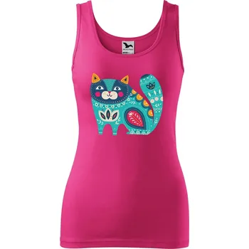 Dámské tílko s potiskem Kočka z květin Velikost: L, Barva: Purpurová