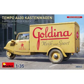 Plastikový model Miniart TEMPO A400 KASTENWAGEN 3 WHEEL DELIVERY BOX TRUCK 1:35