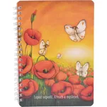 Edice Duhová kočka, formát B6, linkovaný, 50 listů, kroužková TWIN WIRE vazba, máky