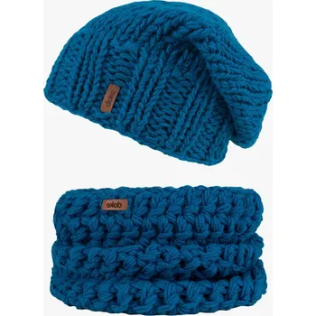 Módní doplněk Doke Set pletená čepice a nákrčník mary petrol