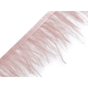 Prýmek - marabu peří 5-10 cm pudrová světlá 1 m