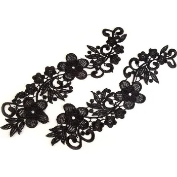 Benátská krajková aplikace / vsadka 8x27 cm černá 2 ks