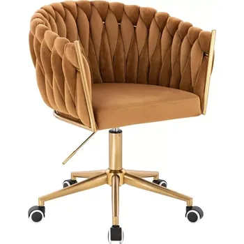 LuxuryForm DESIGN Židle NORDEN VELUR na zlaté podstavě s kolečky - medová