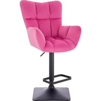 Barová židle LuxuryForm DESIGN Barové křeslo AURORA VELUR na černé hranaté podstavě - tmavě růžové