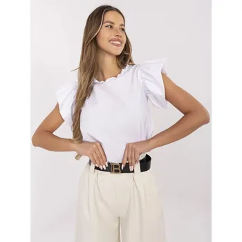 Dámská tunika Elegantní bílá halenka s volánky LK-