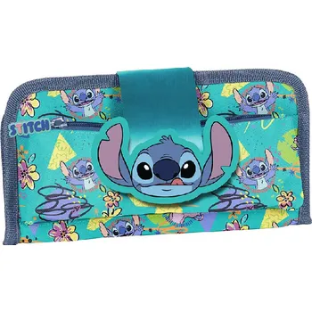 Penál PASO Penál Stitch Flowers tyrkysový