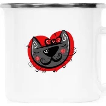 Plecháček - nerezový lem s potiskem Tin mug BooA cute red cat MooA