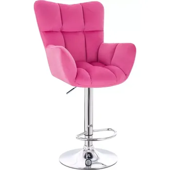 Barová židle LuxuryForm DESIGN Barové křeslo AURORA VELUR na stříbrném talíři - tmavě růžové