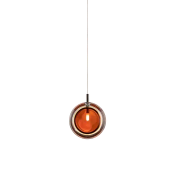 Bomma Luxusní závěsné svítidlo Lens s baldachýnem Povrch Montury: Antracit, Barva skla: Amber