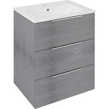 Koupelnový nábytek Sapho Cirasa Umyvadlová skříňka 59,2x75x46cm, 3x zásuvka, dub stříbrný, CR631-1111