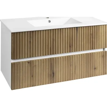 Koupelnový nábytek Aqualine Paneda Strip Umyvadlová skříňka 99,5x55x45,2cm, dub emporio, PN310