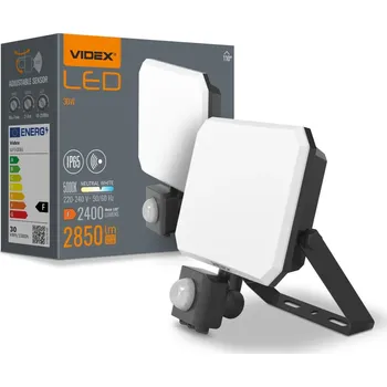 Reflektor LED 30W 2850lm 5000K Studená z čidlem Pohybu i soumraku Černý z Mleczną Przesłoną Videx