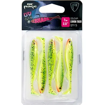 Umělá nástraha FOX RAGE - Sada gumových nástrah Slick Shad UV Single Colour Packs Lemontiger 7 cm 5 ks