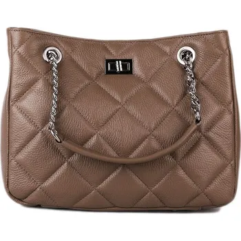 Kabelka ITALSKÉ Dámské velké prošívané kožené kabelky černé Madde