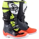 boty TECH 7 S, ALPINESTARS, dětské (šedá/červená fluo/žlutá fluo, vel.34)
