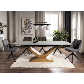 DOLCE KERAMICKÝ STŮL BÍLÁ STATUARIO VENATO / DUB 180(240)X95