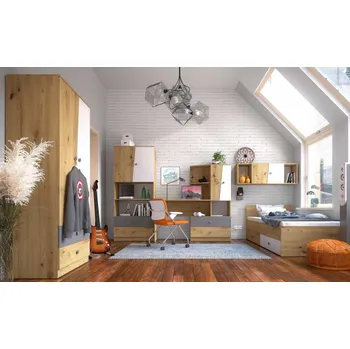 Dětský pokoj Domel Dětský pokoj NERO MAT 3 Dvířka Nero: Artisan + bílá