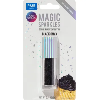 Jedlá dekorace na dort Jedlé glitry - černé (black onyx) 3 g PME