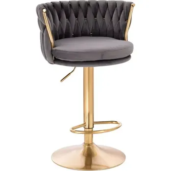 LuxuryForm DESIGN Barová židle LYON VELUR na zlatém talíři - tmavě šedá