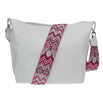 NovaKabelka.cz Kožená italská crossbody kabelka Prisca Bianca s přídavným popruhem VII