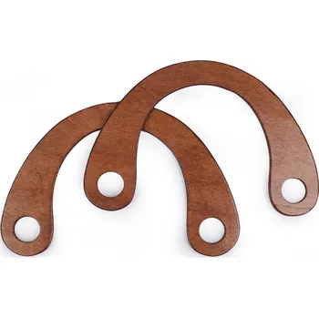 Dřevěná ucha na tašky 15x22 cm s dírami hnědá přírodní 2 ks