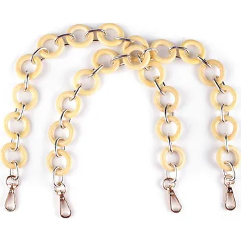 Ucho / řetěz na kabelku s karabinami délka 50 cm přírodní sv. 2 ks