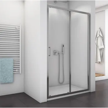 Sprchové dveře Ronal TOP-LINE S TLS2 Jednodílné posuvné dveře s pevnou stěnou v rovině 140 cm Šířka: 1400 mm, Profil: Bílá, Sklo: Hladké čiré