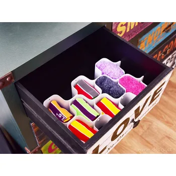 Úložný box POŘÁDKUMILOVNÍK | Organizér do zásuvek na drobné prádlo a ponožky | skládací sada 4 ks