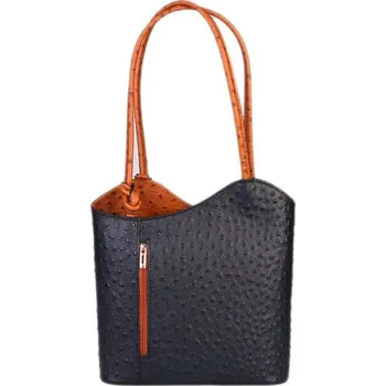 Kabelka ITALSKÉ Dámské modré s hnědou kožené kabelky a batoh 2v1 Alexandra